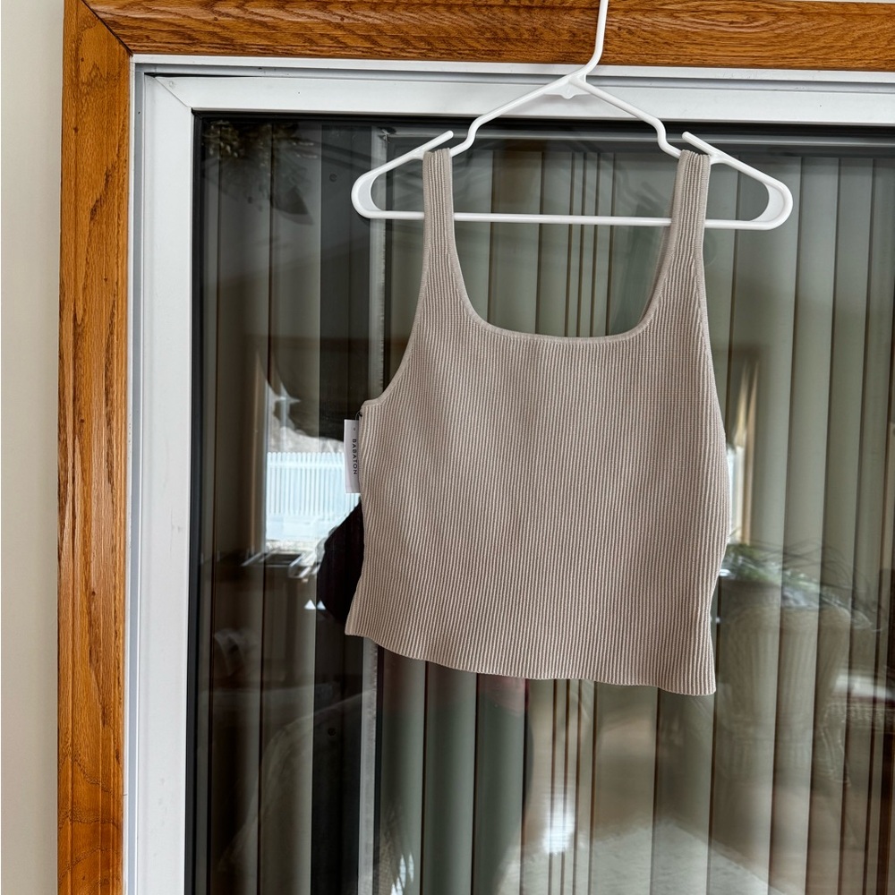 Aritzia Ribbed Tank Top in Taupe